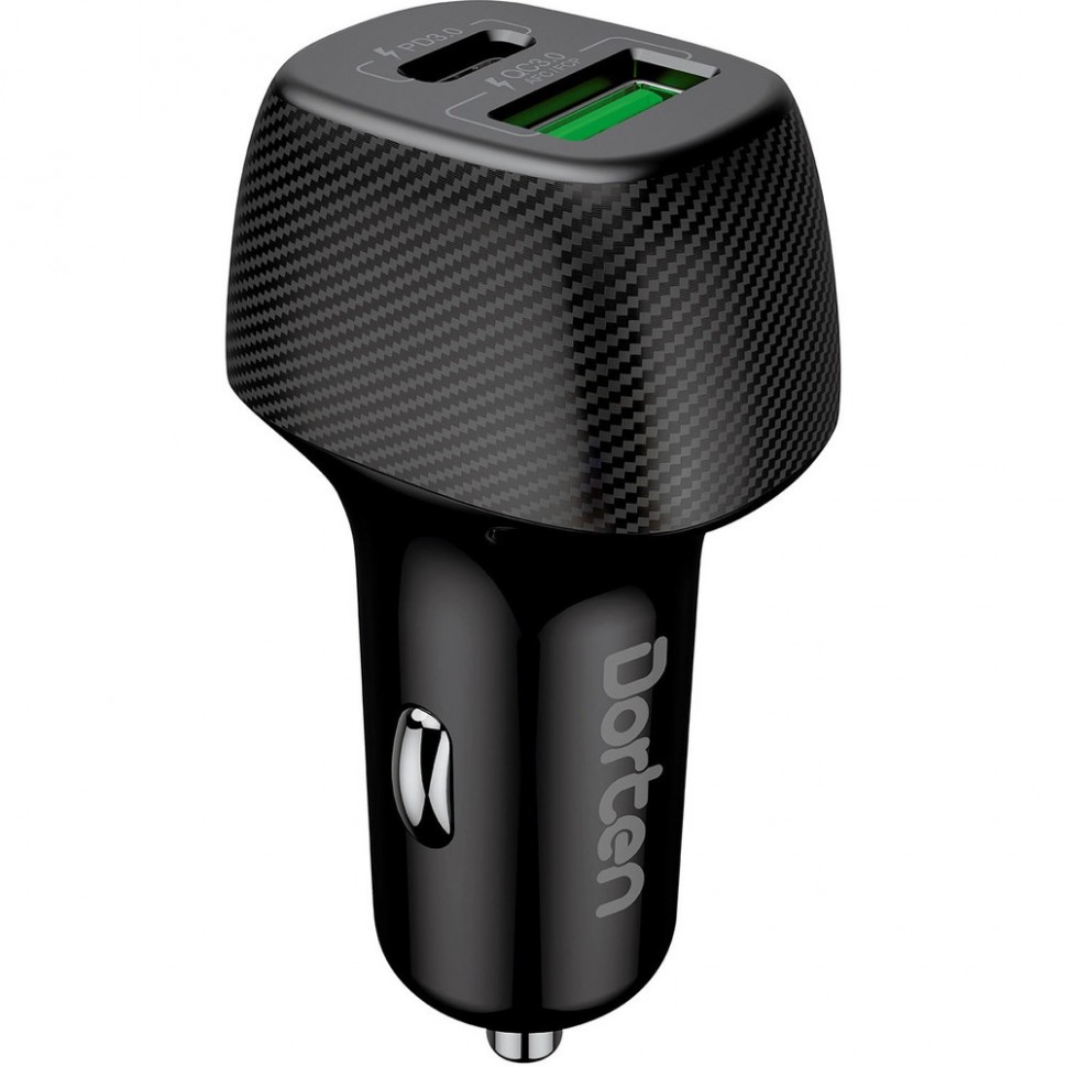Зарядное устройство Dorten 2-Port USB 36W Car Quick Charger (USB-C, USB-A), чёрный Зарядное устройство Dorten 2-Port USB 36W Car Quick Charger (USB-C, USB-A), чёрный