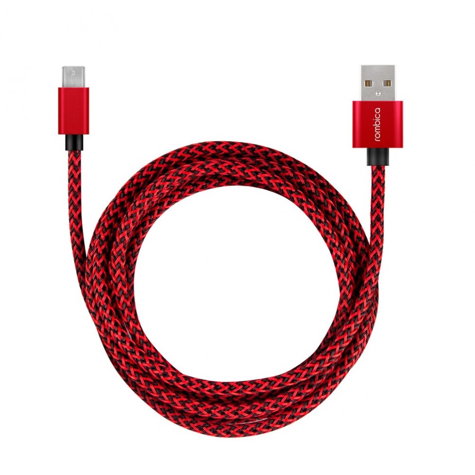 Кабель Rombica USB-MicroUSB, 2 м, красный (AB-04) Кабель Rombica USB-MicroUSB, 2 м, красный (AB-04)