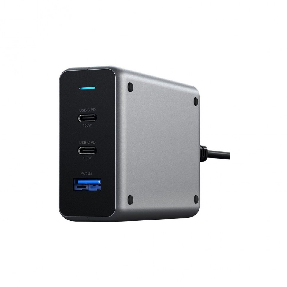Зарядное устройство Satechi Compact Charger 100W USB Type-C PD, серый космос Зарядное устройство Satechi Compact Charger 100W USB Type-C PD, серый космос