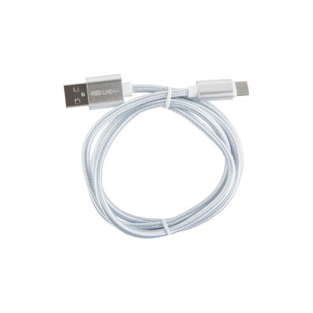 Кабель Red Line USB-USB Type-C 2.0, 1 м, серебристый