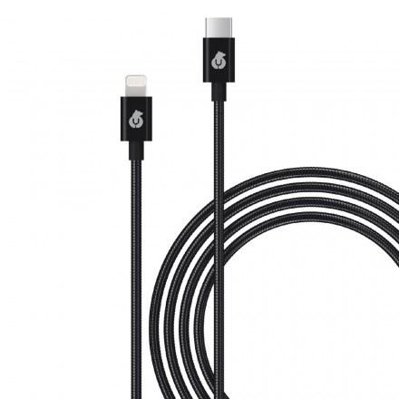 Кабель uBear Force Metal (USB-C-Lightning), чёрный