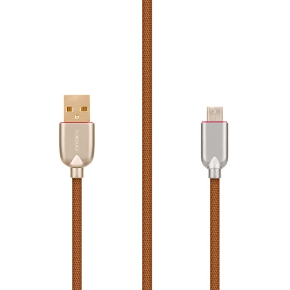 Кабель Rombica USB-MicroUSB, 1 м, коричневый (AB-05) Кабель Rombica USB-MicroUSB, 1 м, коричневый (AB-05)