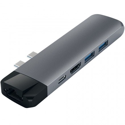 USB разветвитель Satechi Aluminium Type-C Pro Hub Adapter with Ethernet (ST-TCPHEM) Space Grey