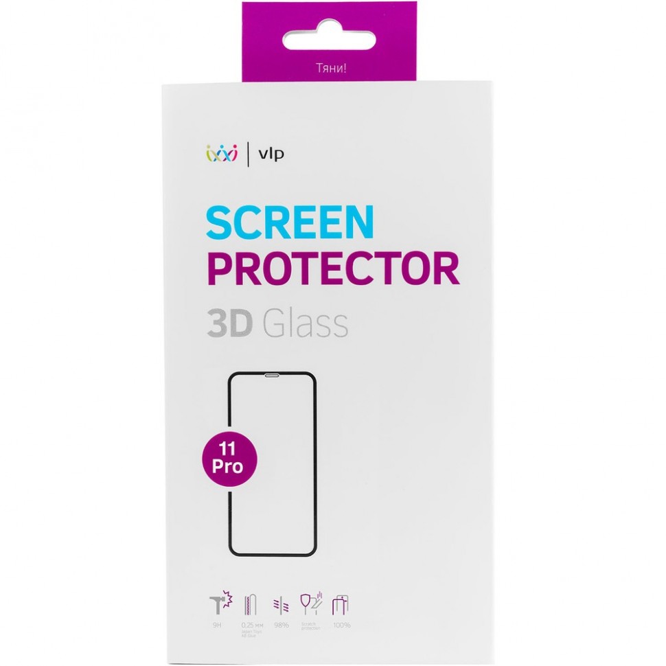 Защитное стекло VLP 3D Full cover для Apple iPhone 11 Pro, черная рамка Защитное стекло VLP 3D Full cover для Apple iPhone 11 Pro, черная рамка
