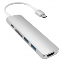 USB разветвитель Satechi Slim Multiport V2, серебристый (ST-SCMA2S)