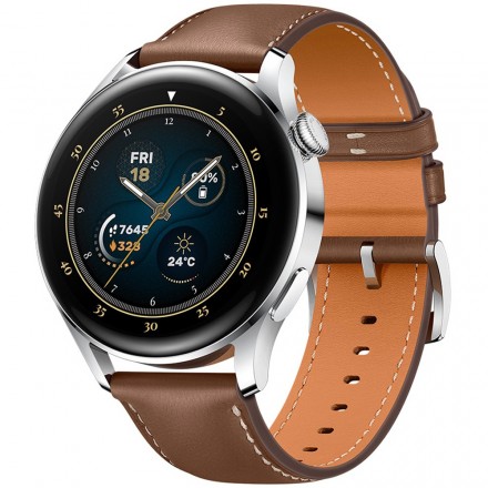 Смарт-часы Huawei Watch 3 Classic LTE 46 мм коричневый кожаный ремешок