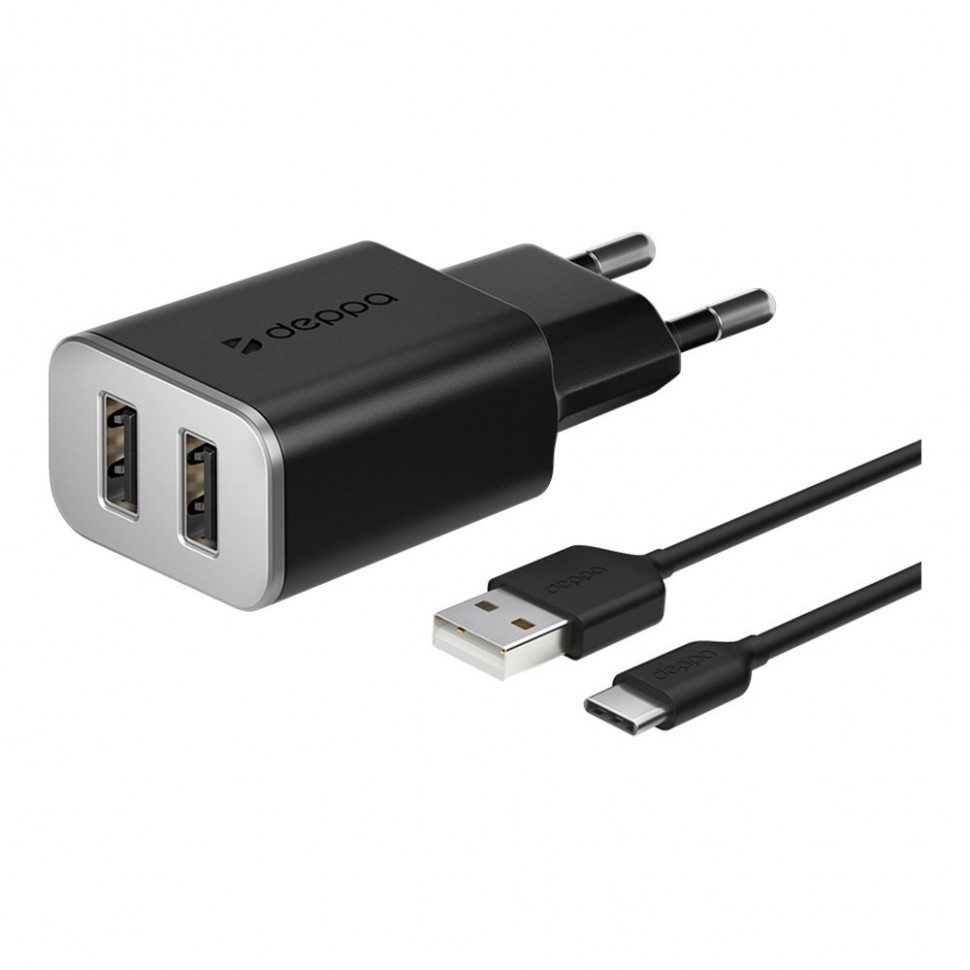 Зарядное устройство Deppa 11382 (Type-C), черный Зарядное устройство Deppa 11382 (Type-C), черный